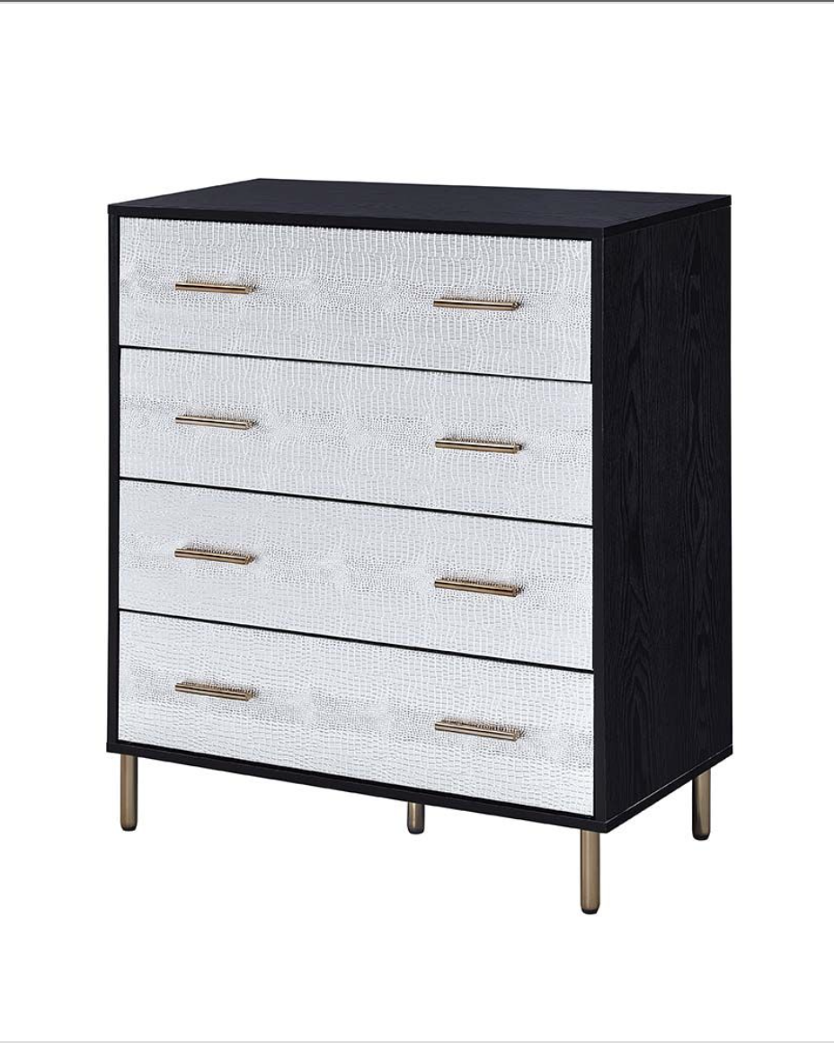 6 Drawers Wooden Dresser, White, Champagne and Gold | Mr. International
